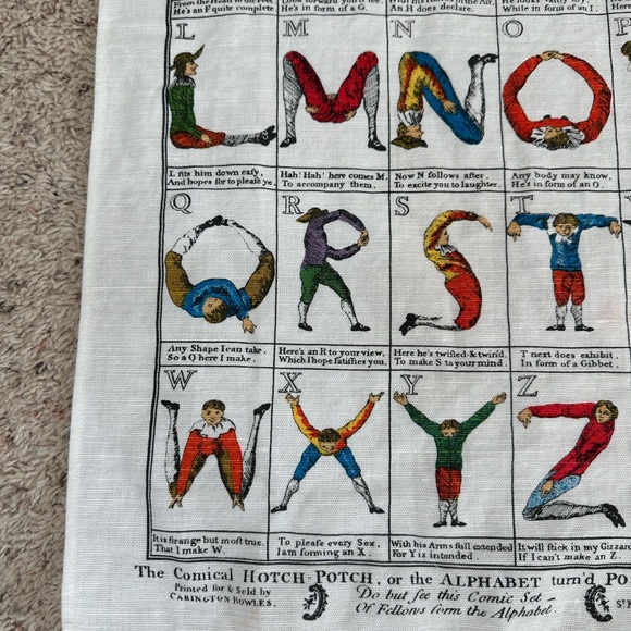 Vintage 1990 Hotch Potch alphabet linen tea towel - Picture 3 of 5